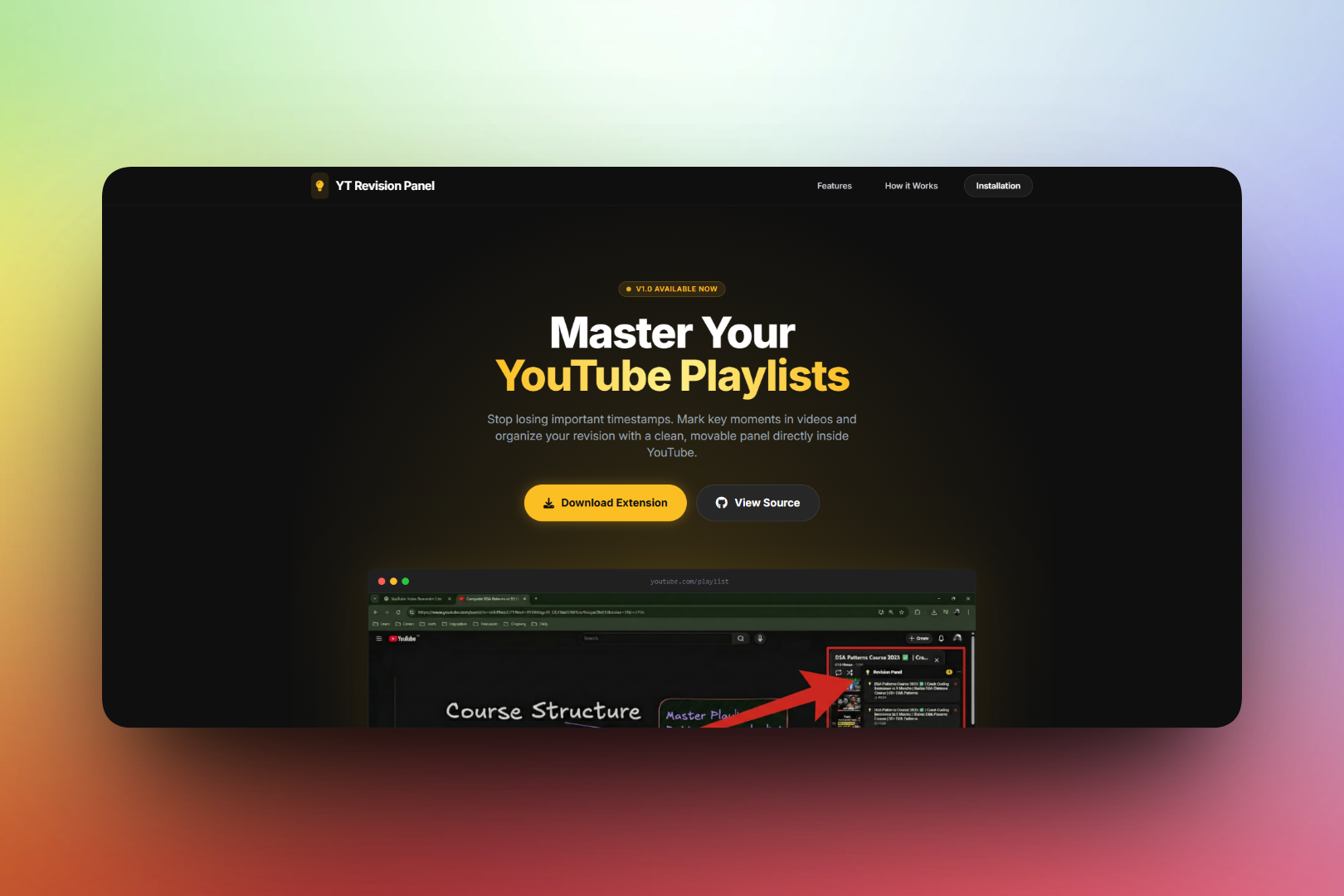 YouTube Revision Panel – Smart Playlist Revision Tool mockup