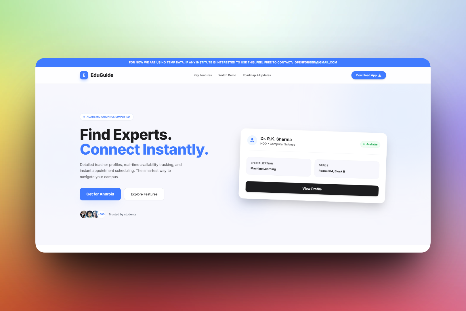 EduGuide – Smart Teacher Discovery & Guidance Platform mockup