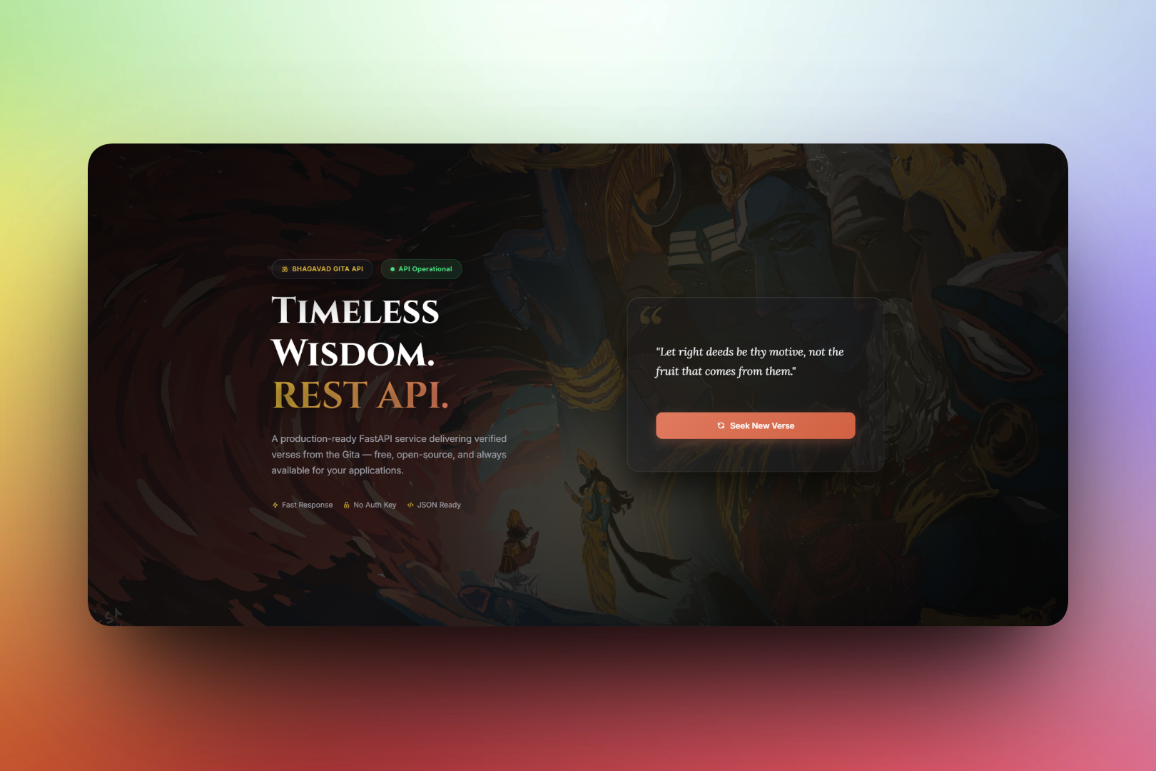 Bhagavad Gita Quotes API – Random Wisdom REST API mockup